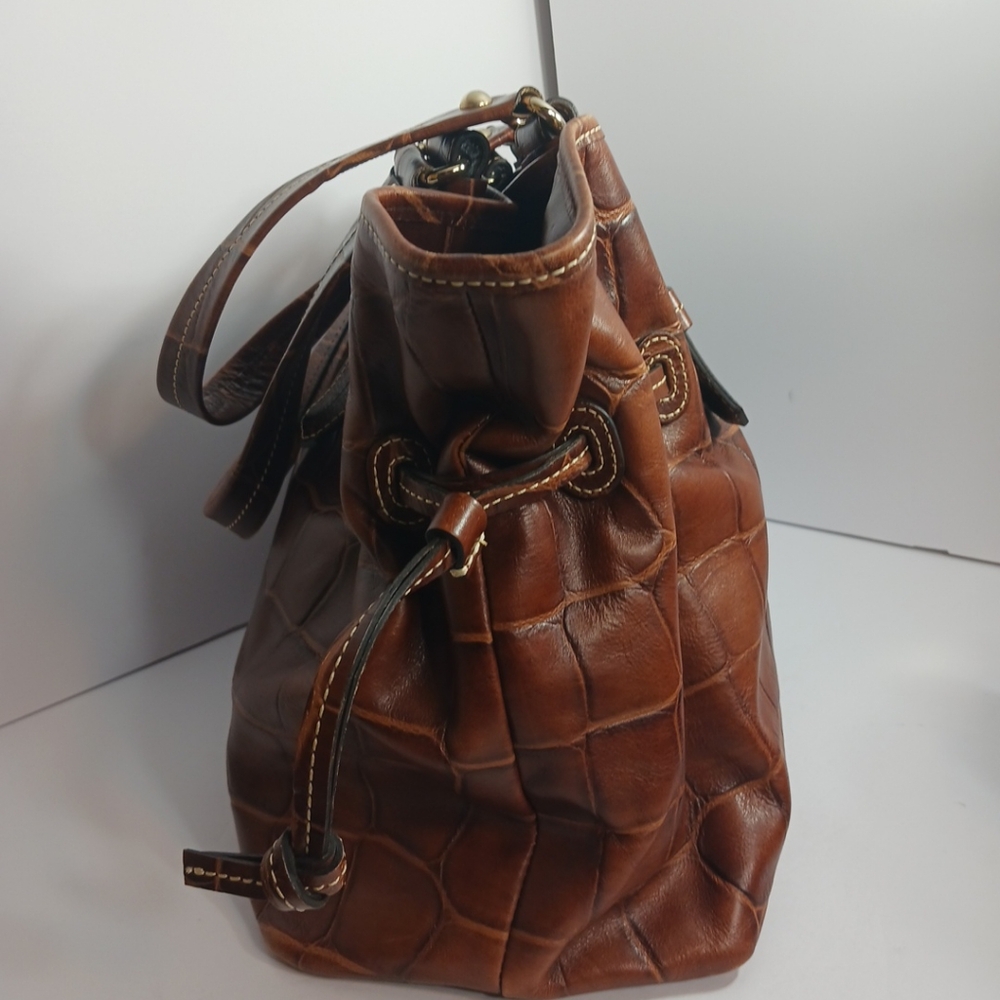 Dooney & Bourke Medium Chiara Bag Brown Crocodile Embossed Leather Purse - Picture 4 of 14